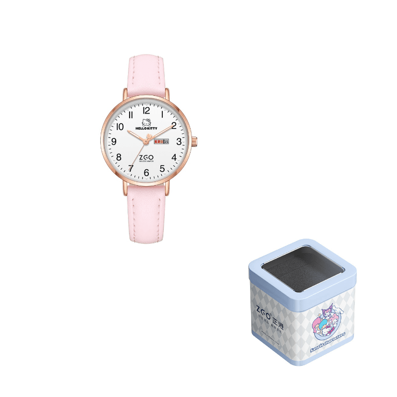 Zgo Hello Kitty Co branded Quartz Movement Strap Watch Watch White Dial 30m Waterproof