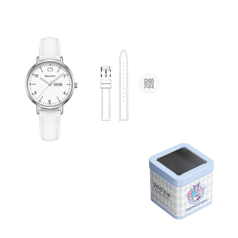 Zgo Hello Kitty Co branded Quartz Movement Strap Watch Watch White Dial 30m Waterproof