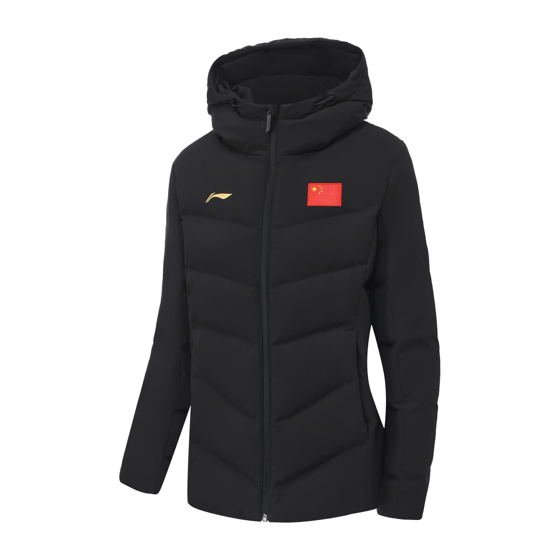 LiNing Down Jackets Black Hooded (Nondetachable) Thickened Nippedin Waist