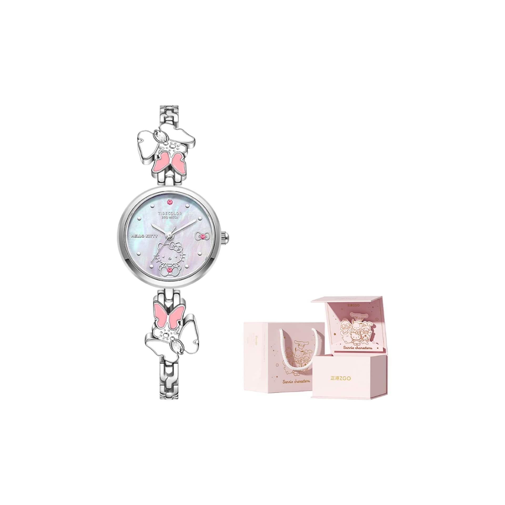 Hello Kitty Quartz Movement Alloy Strap Watch Watch MotherofPearl Color Watch Dial Waterproof