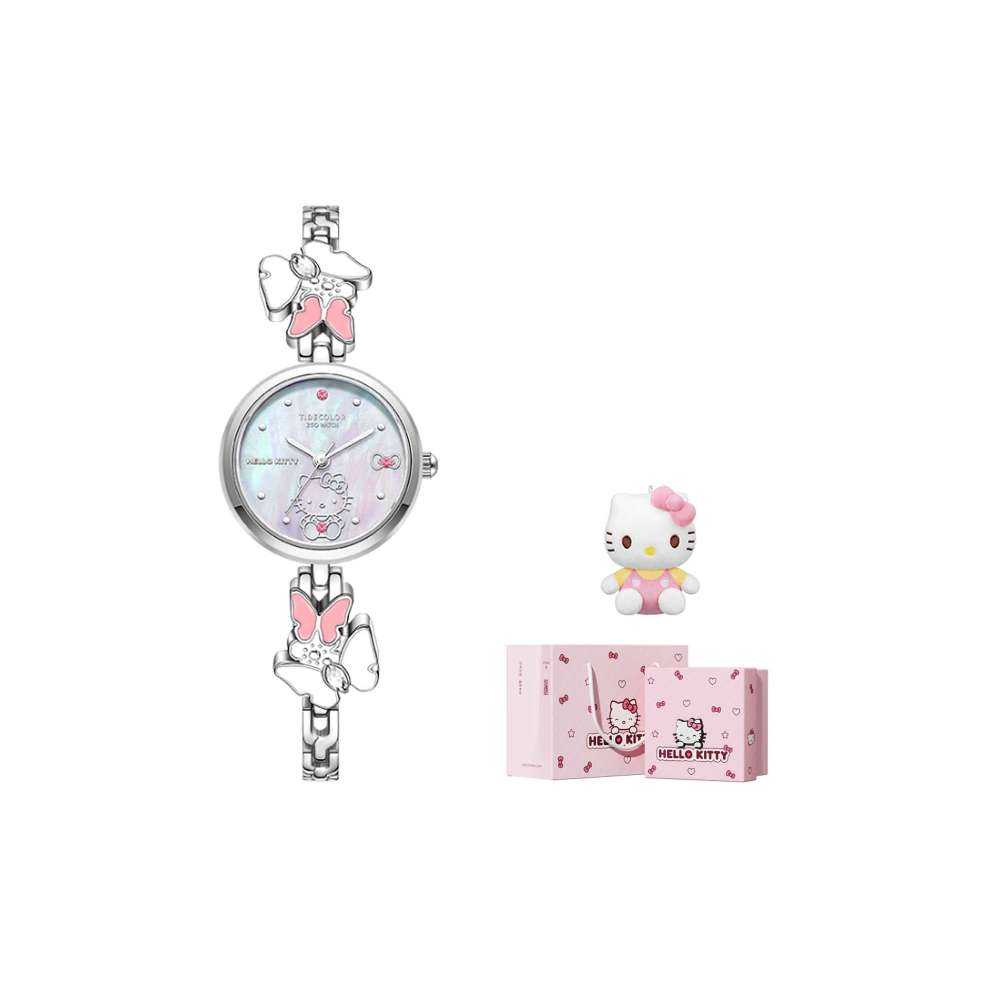 Hello Kitty Quartz Movement Alloy Strap Watch Watch MotherofPearl Color Watch Dial Waterproof