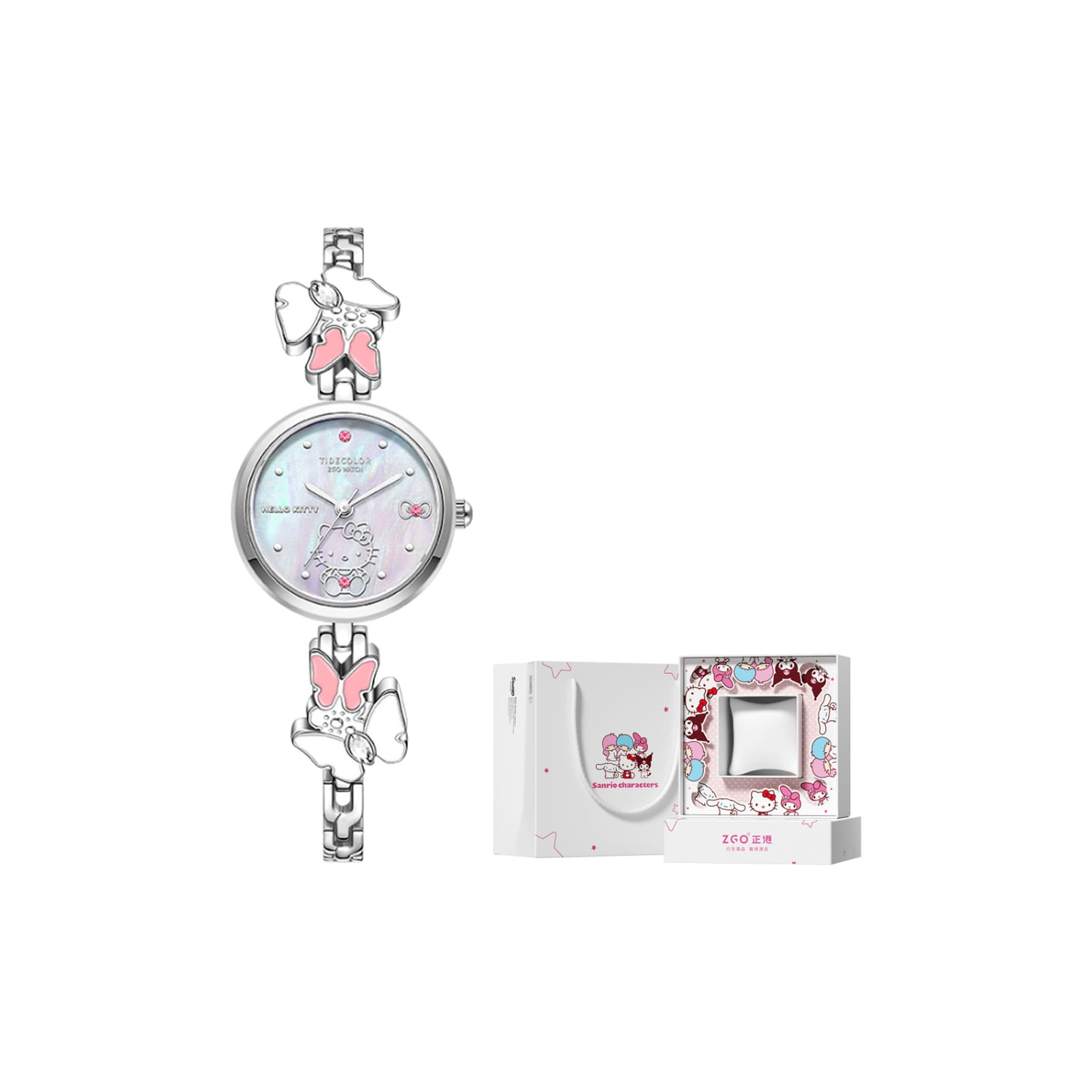 Hello Kitty Quartz Movement Alloy Strap Watch Watch MotherofPearl Color Watch Dial Waterproof