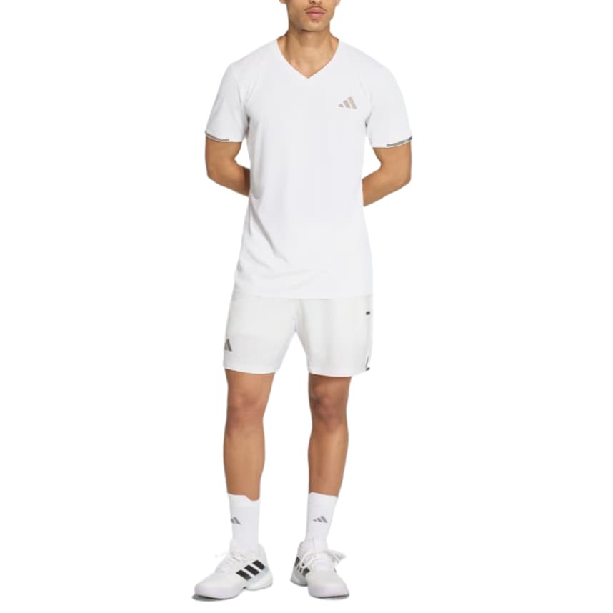 Adidas Tennis Tops White Vneck Moderate