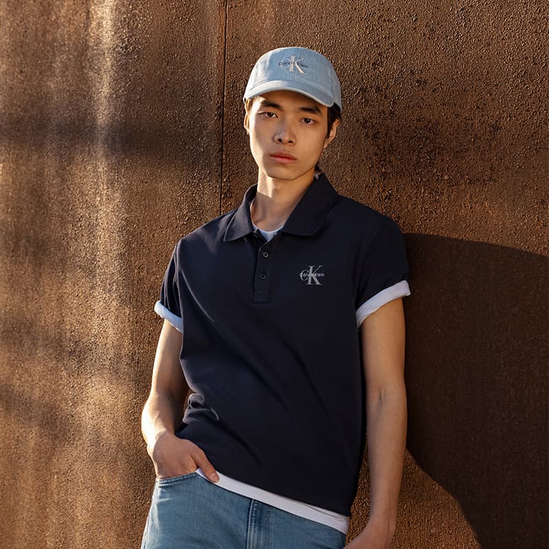 CALVIN KLEIN Cotton Baseball Caps Denim Light Blue