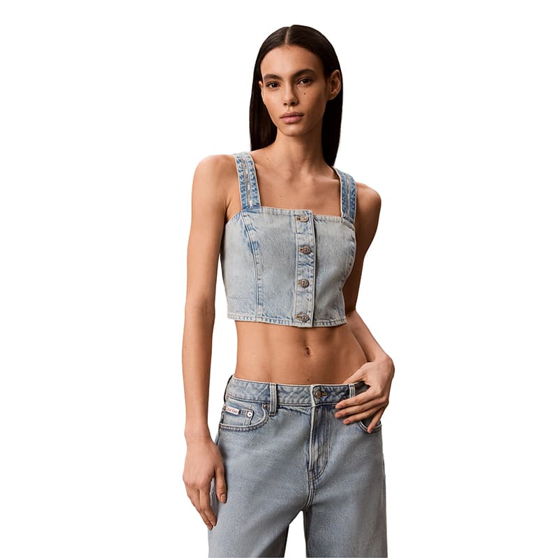 Calvin Klein Tank Tops YP3Denim Light Blue Moderate Nippedin Waist