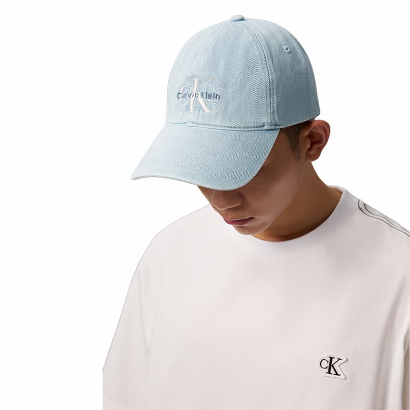 CALVIN KLEIN Cotton Baseball Caps Denim Light Blue