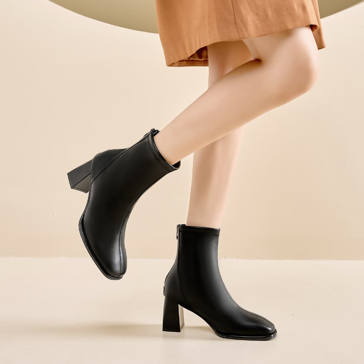ZHR FleeceLined Thermal, Workplace Commute, Versatile, High Heel Elegance, Elegant Slimming Ankle 6.5cm