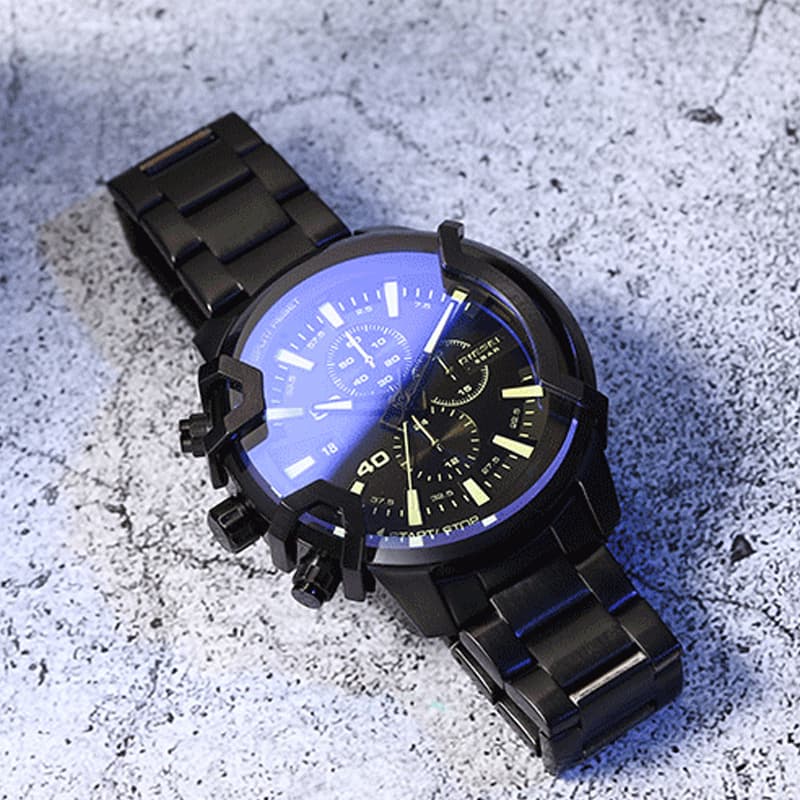 DIESEL GRIFFED Bull King Collection Wrist Quartz Movement Steel Strap Black Dial