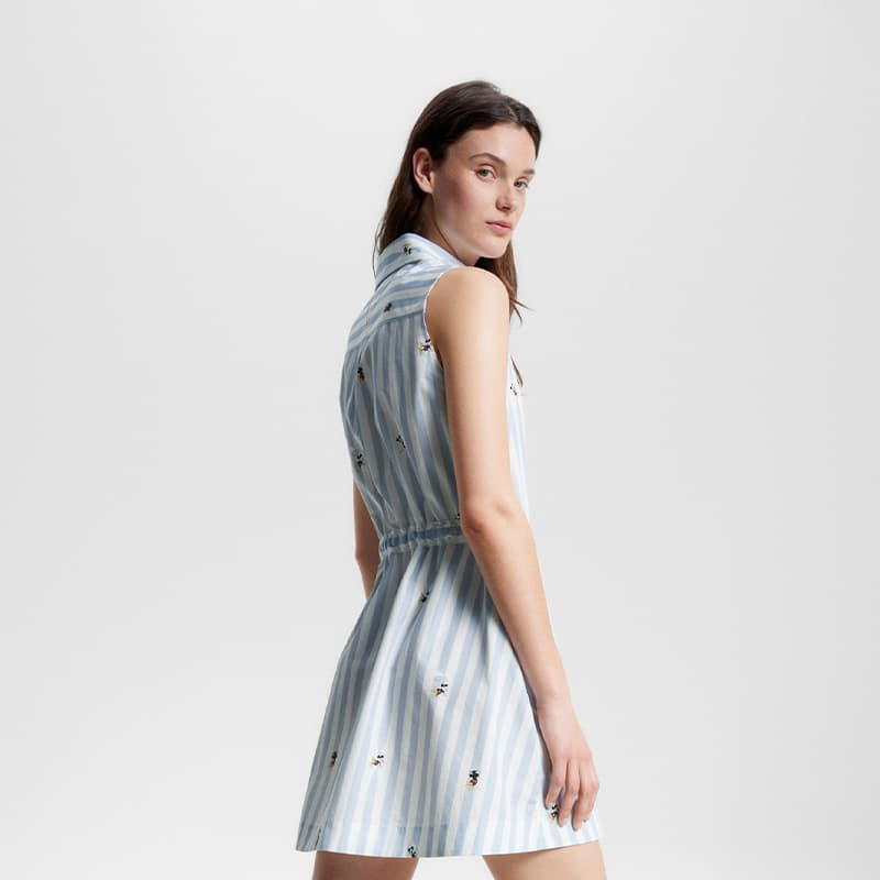 Tommy Hilfiger X Disney Tommy Hilfiger X DISNEY Sleeveless Light Blue White Stripes C1O Pointed Collar Moderate Mid Length