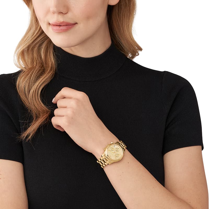 MICHAEL KORS Runway 18K GoldPlated Stainless Steel Triple Wrap Watch
