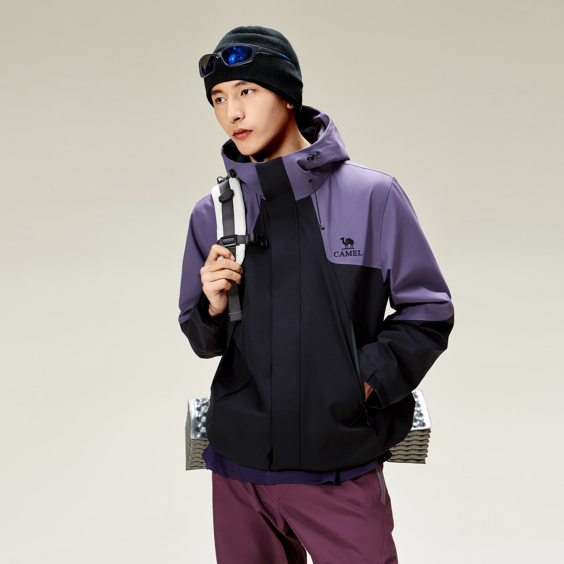 CAMEL Urban Techwear Multicolor Windproof Water Repellent Coat Jacket