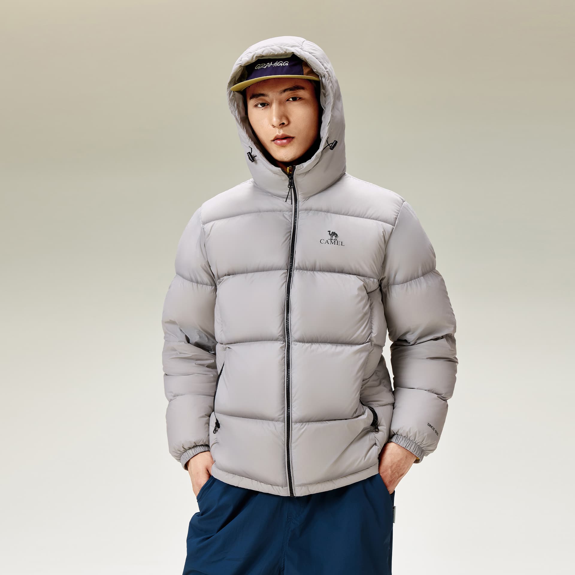 CAMEL Down Jackets Hooded Moderate Down Jacket, Puffer Jacket