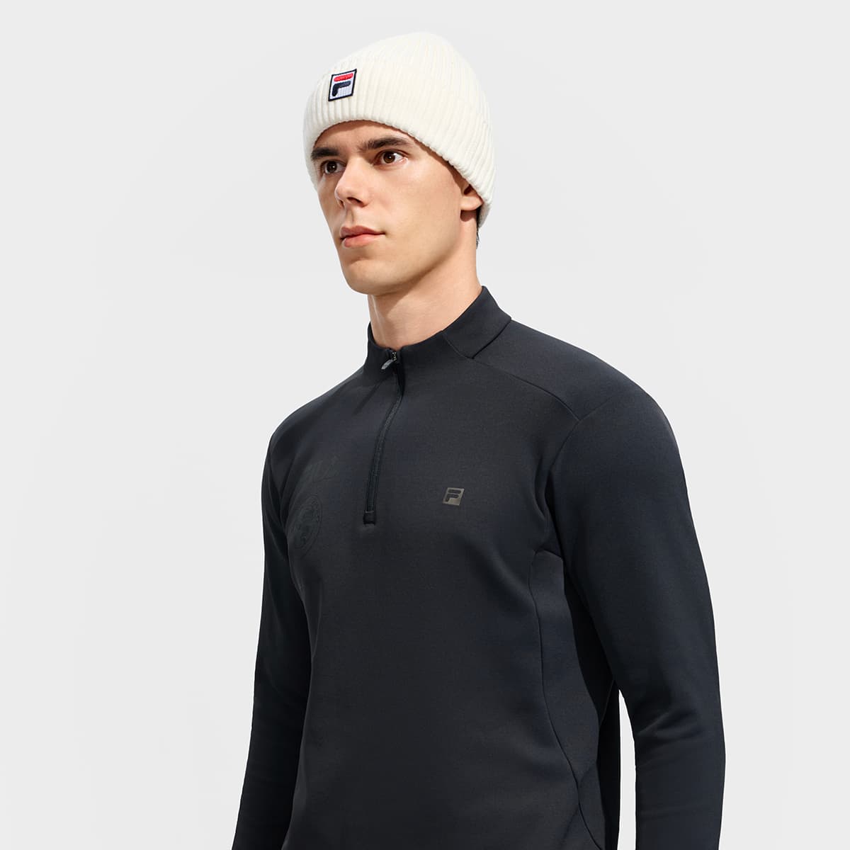 FILA SKI Skiing Sports Versatile Comfortable Fleece Lined Thermal Knitted Fabric Long Sleeved T Shirt
