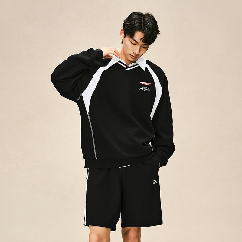 ANTA Sweatshirts Basic Black3 Vneck Moderate
