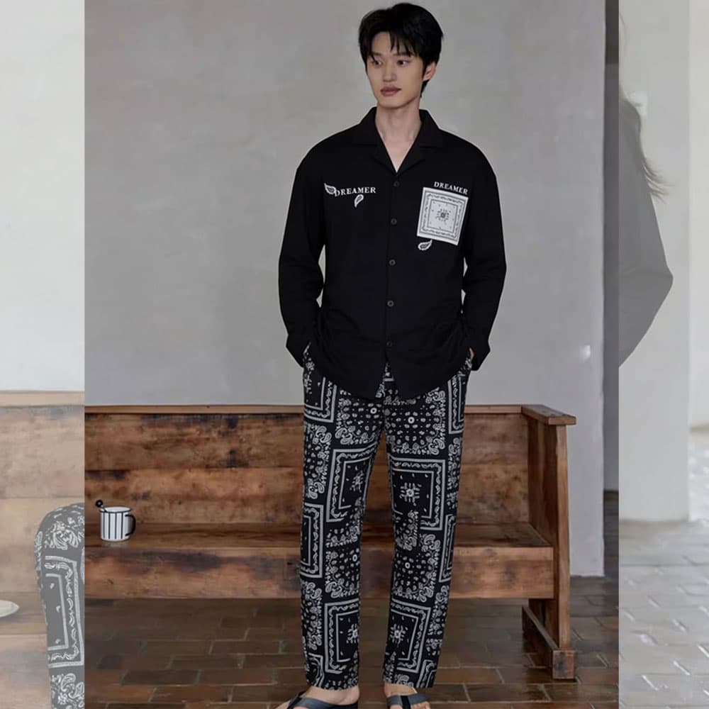 DAMOS·LOVE Spring Fall Season Pajama Set Black