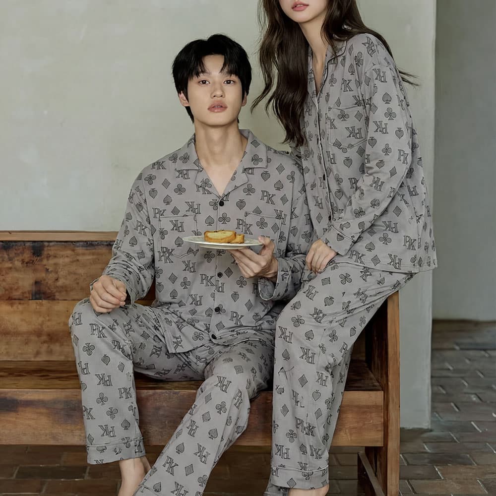 DAMOS·LOVE Spring Fall Season Pajama Set Gray