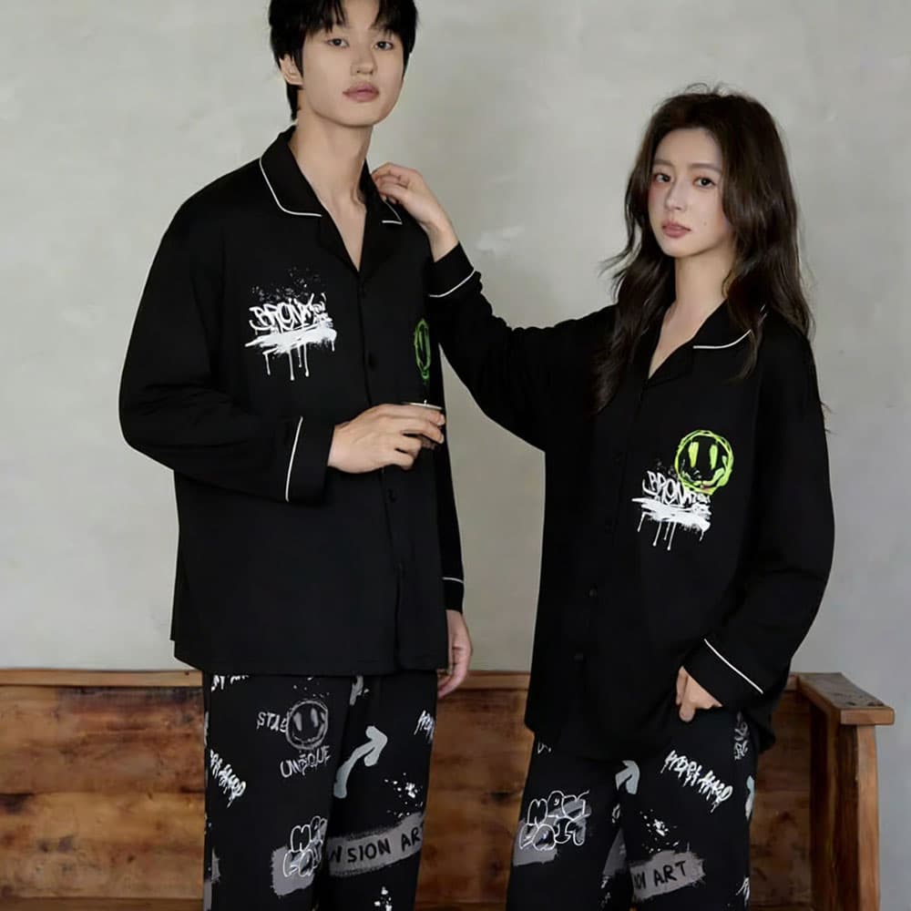 DAMOS·LOVE Spring Fall Season Pajama Set Black