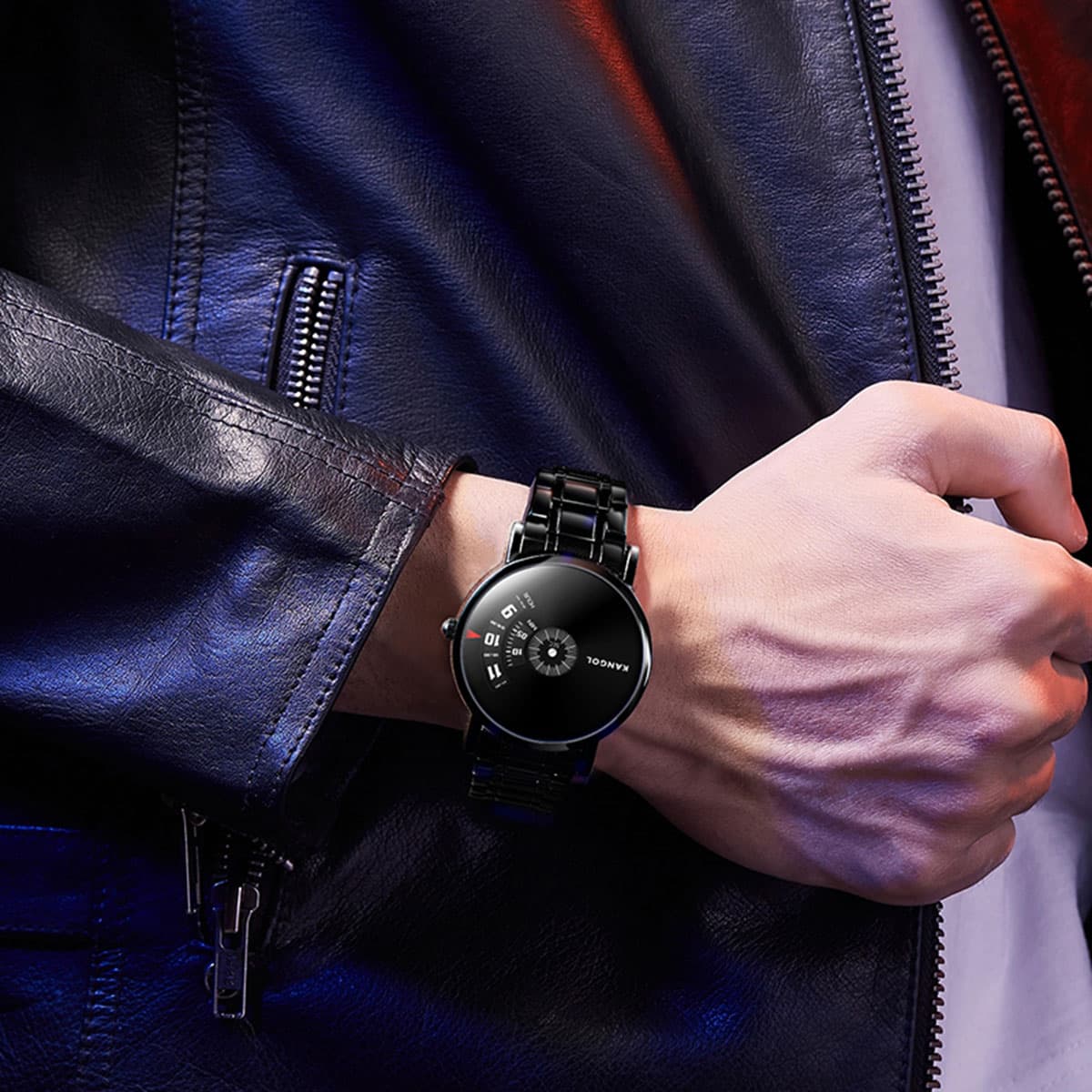 KANGOL Quartz Movement Metal Strap Watch Black Dial