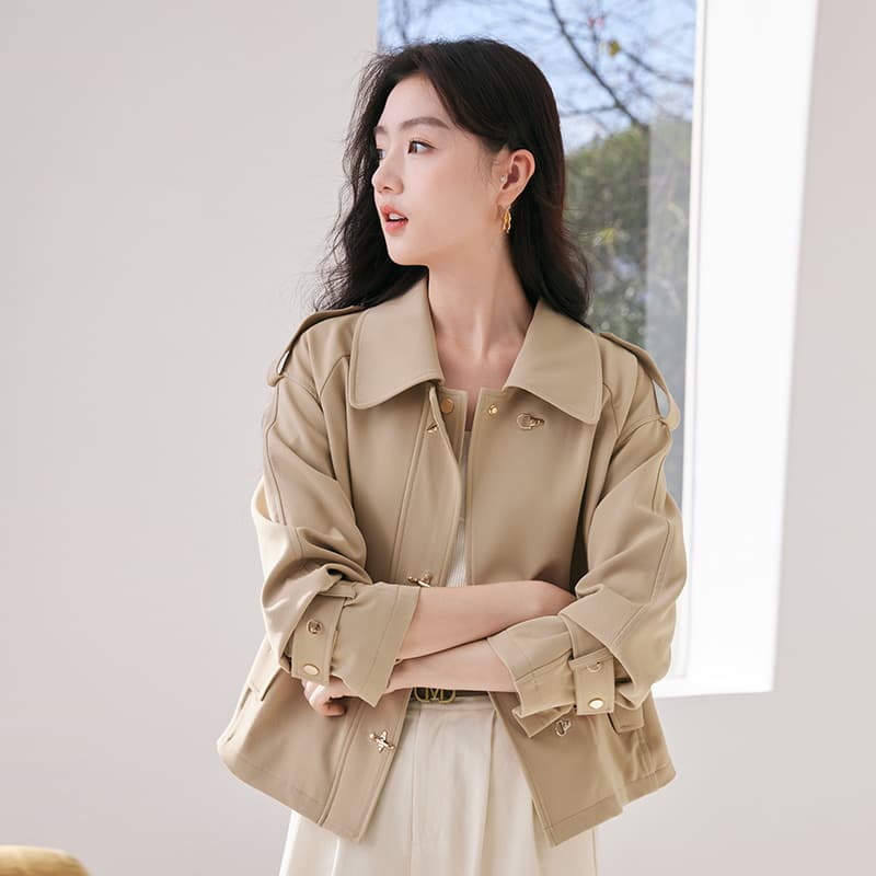 XIANGYING Trench Coat Khaki
