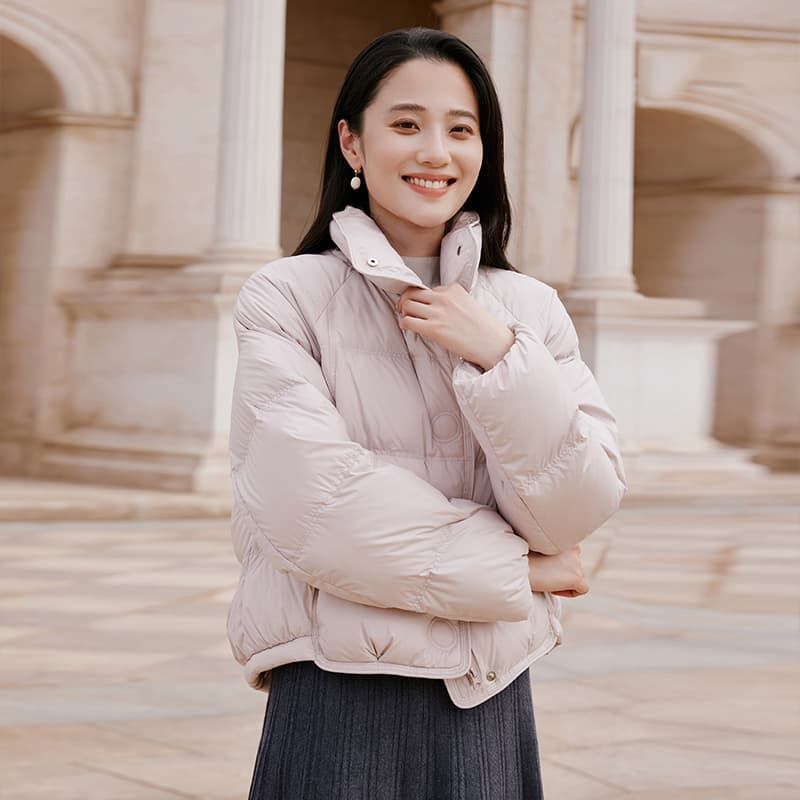 XIANGYING Down Jackets Silver Peony Stand Collar Moderate