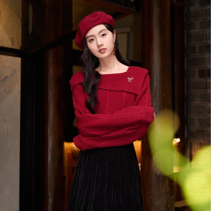 XIANGYING Sweaters Boatneck Moderate Other