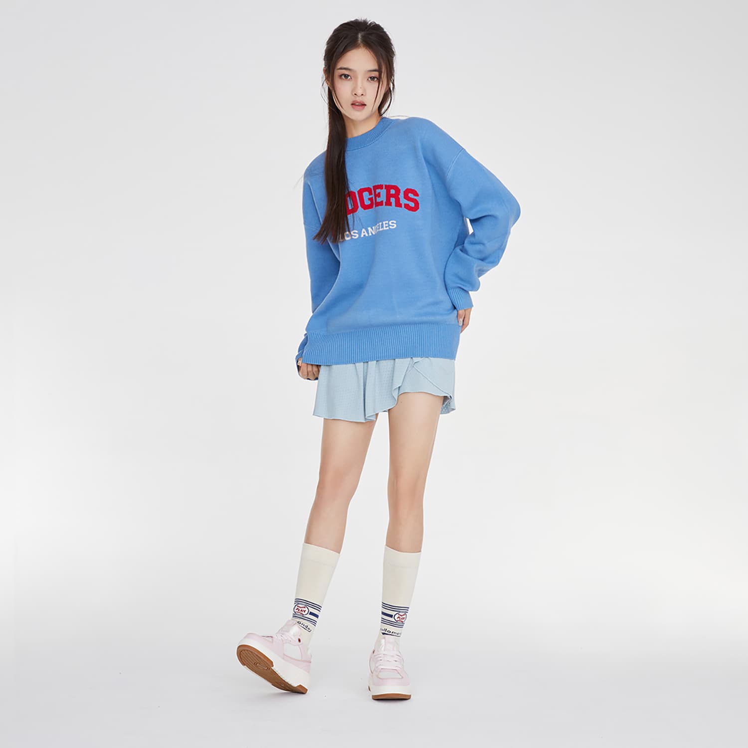 MLB Preppy Knitwear Sky Blue (Suggestion: Consider 1 Size Down) Crew Neck Moderate