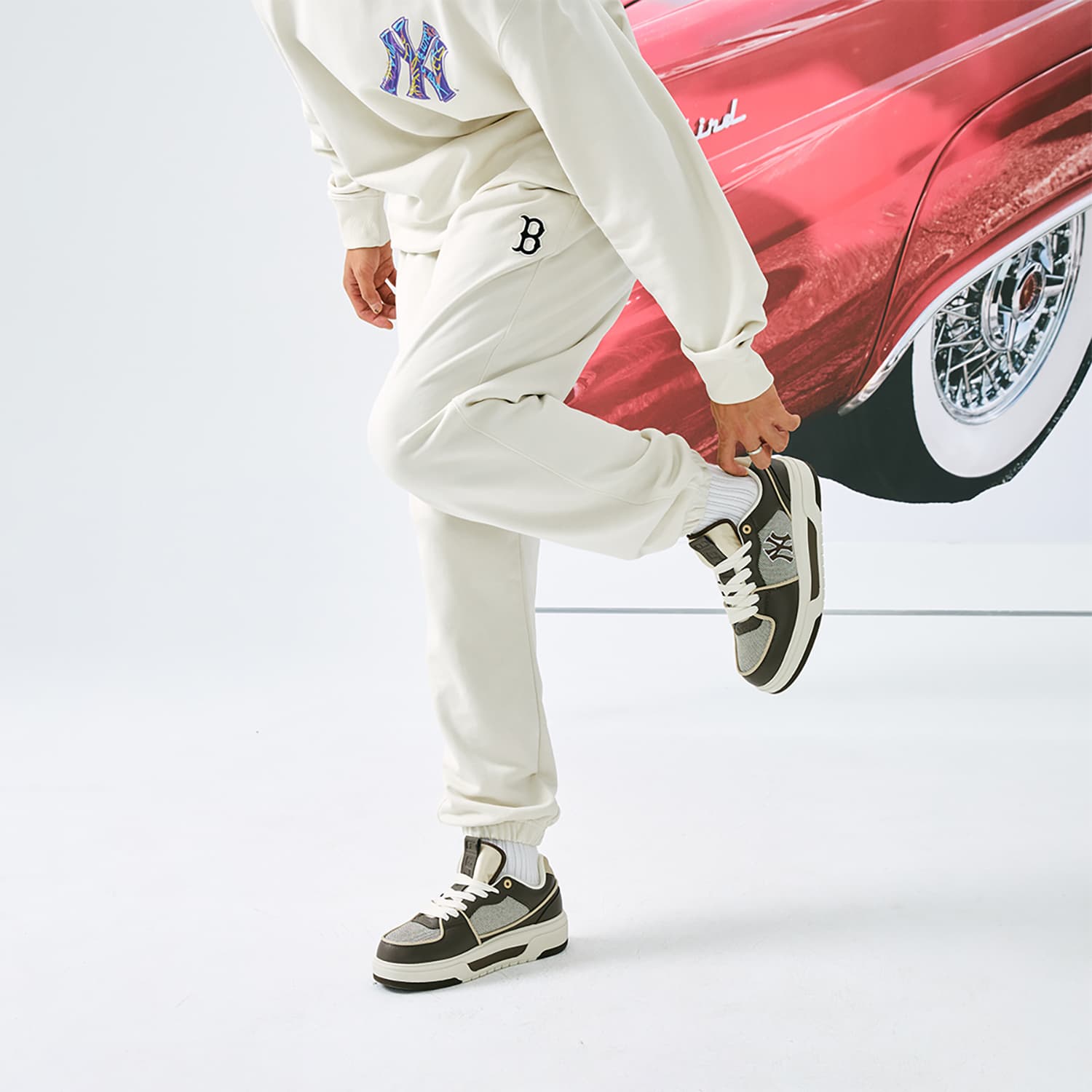 MLB Boston Red Sox Basic Collection 24FW Knitted Sweatpants Dark Cream