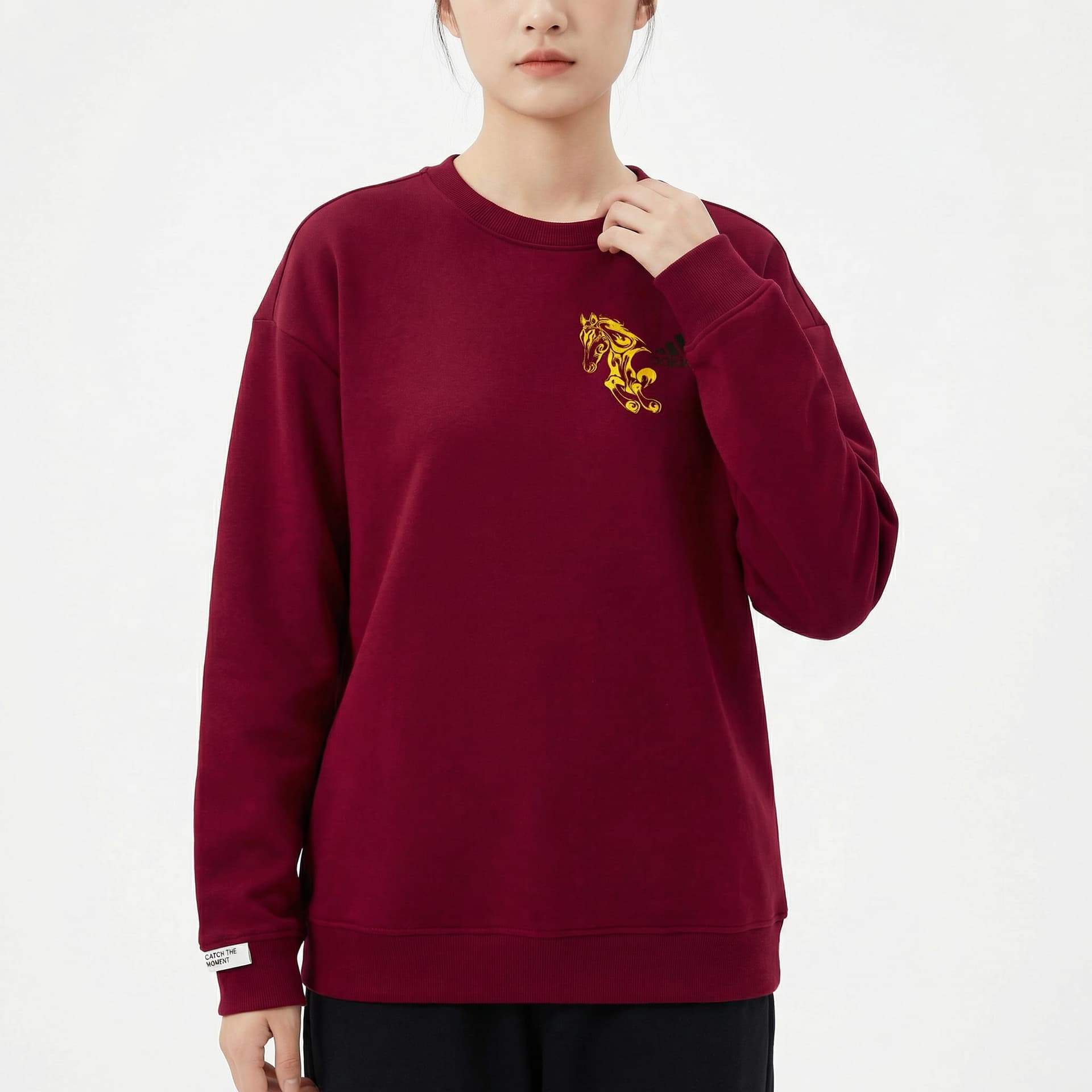 Adidas Sweatshirts Red Crew Neck Moderate Straight Fit