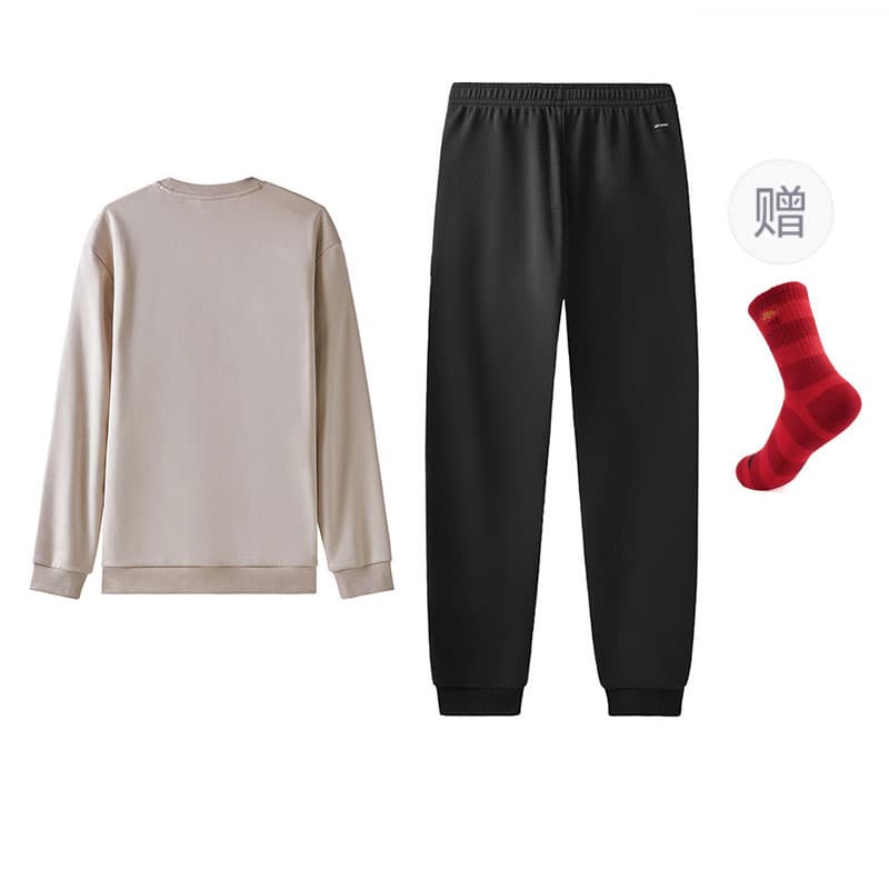 Li Ning Thermal Classic Versatile Minimalist Style Long Sleeved Fleece Lined Sweatpants Sportswear