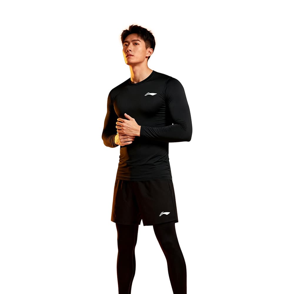 LiNing Compression Garment FleeceLined Fitness Set Black