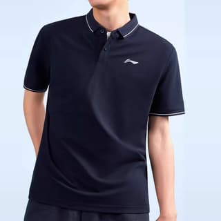 Li Ning Polo Shirts Blue Polo Collar Moderate Straight Fit