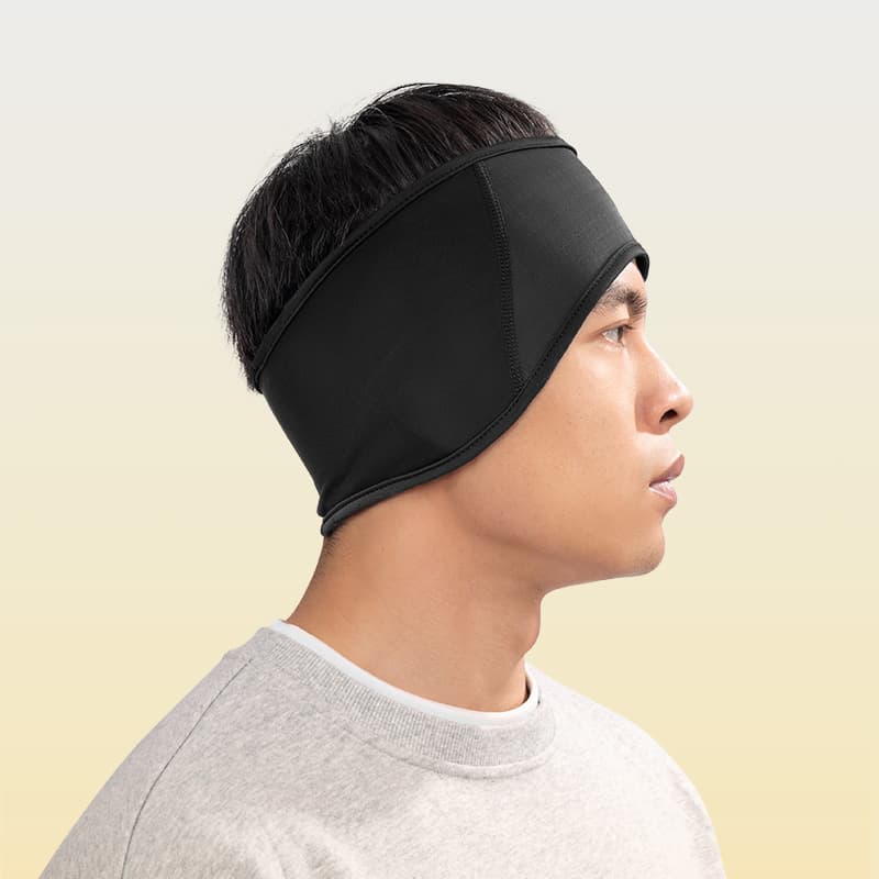 PEAK Thickened Fleece Lined, Thermal Insulation Polyester, Elastane Earmuffs Black