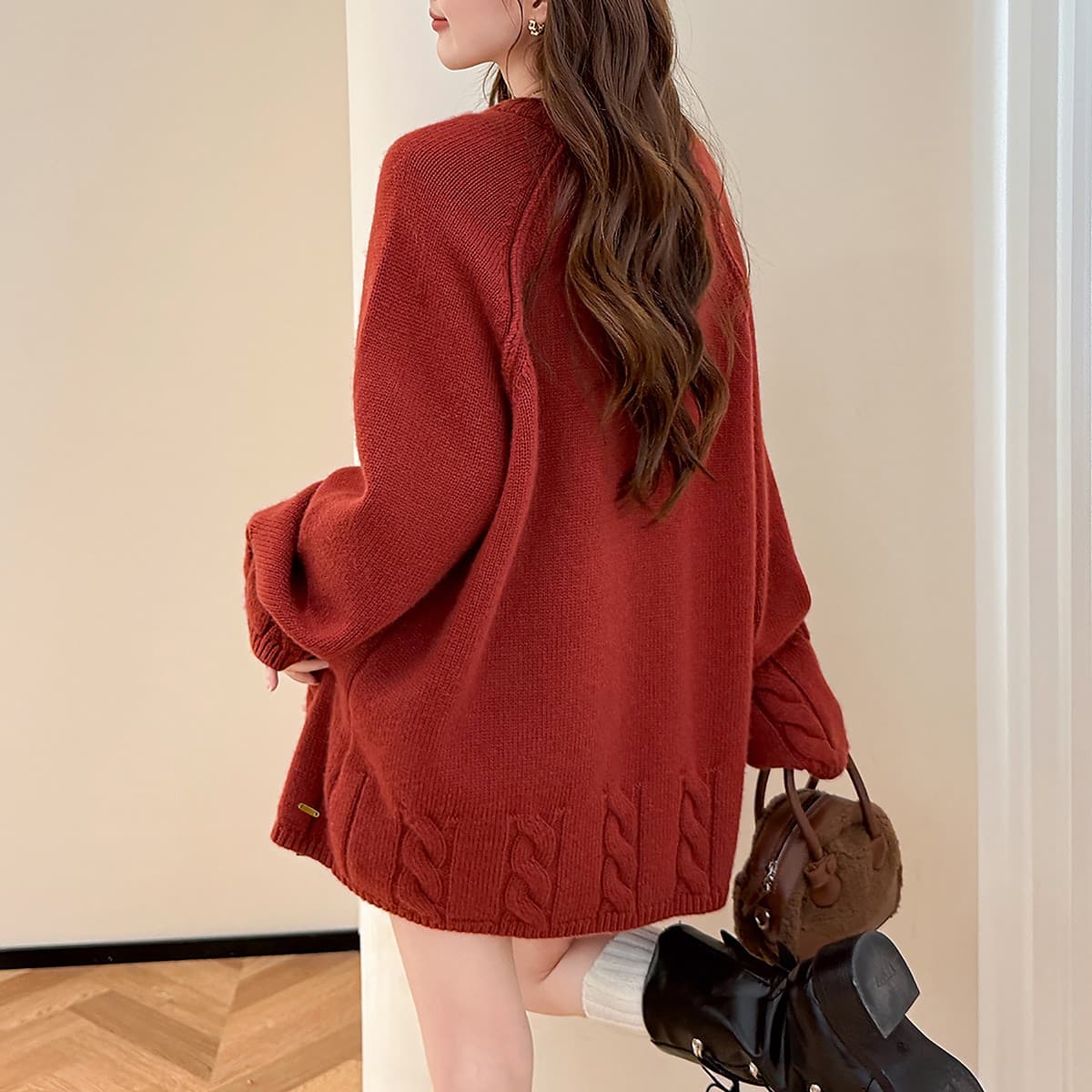 Tonlion Knitwear Dark Red Crew Neck Moderate Base Layer