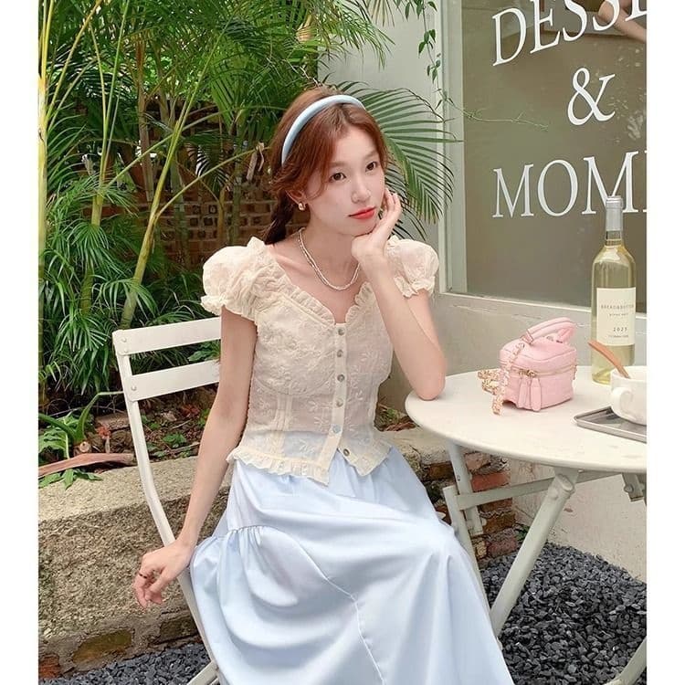 Two Piece Skirt Sets V Neck Thin Long Skirt