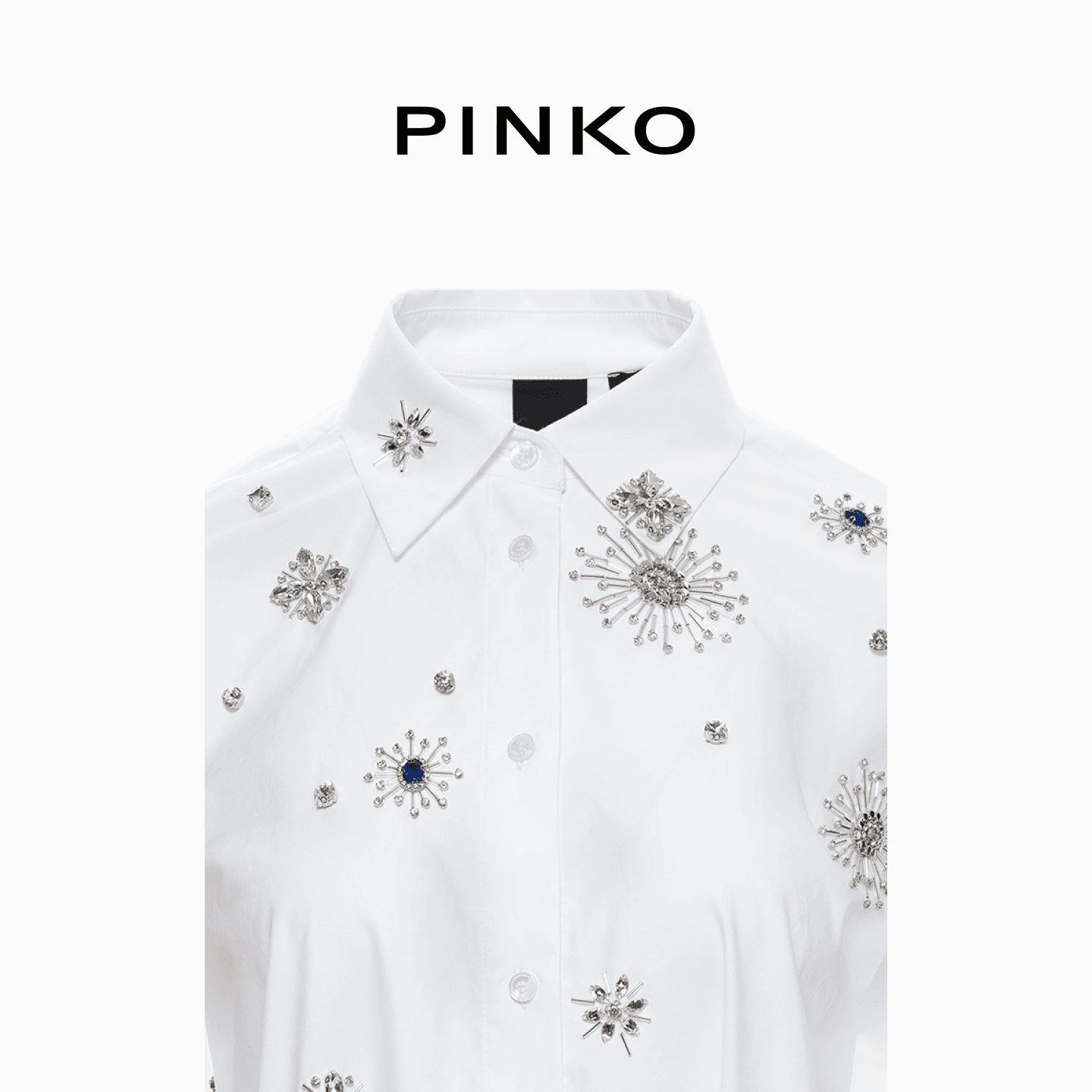 PINKO Shirts White Lapel Moderate Nippedin Waist