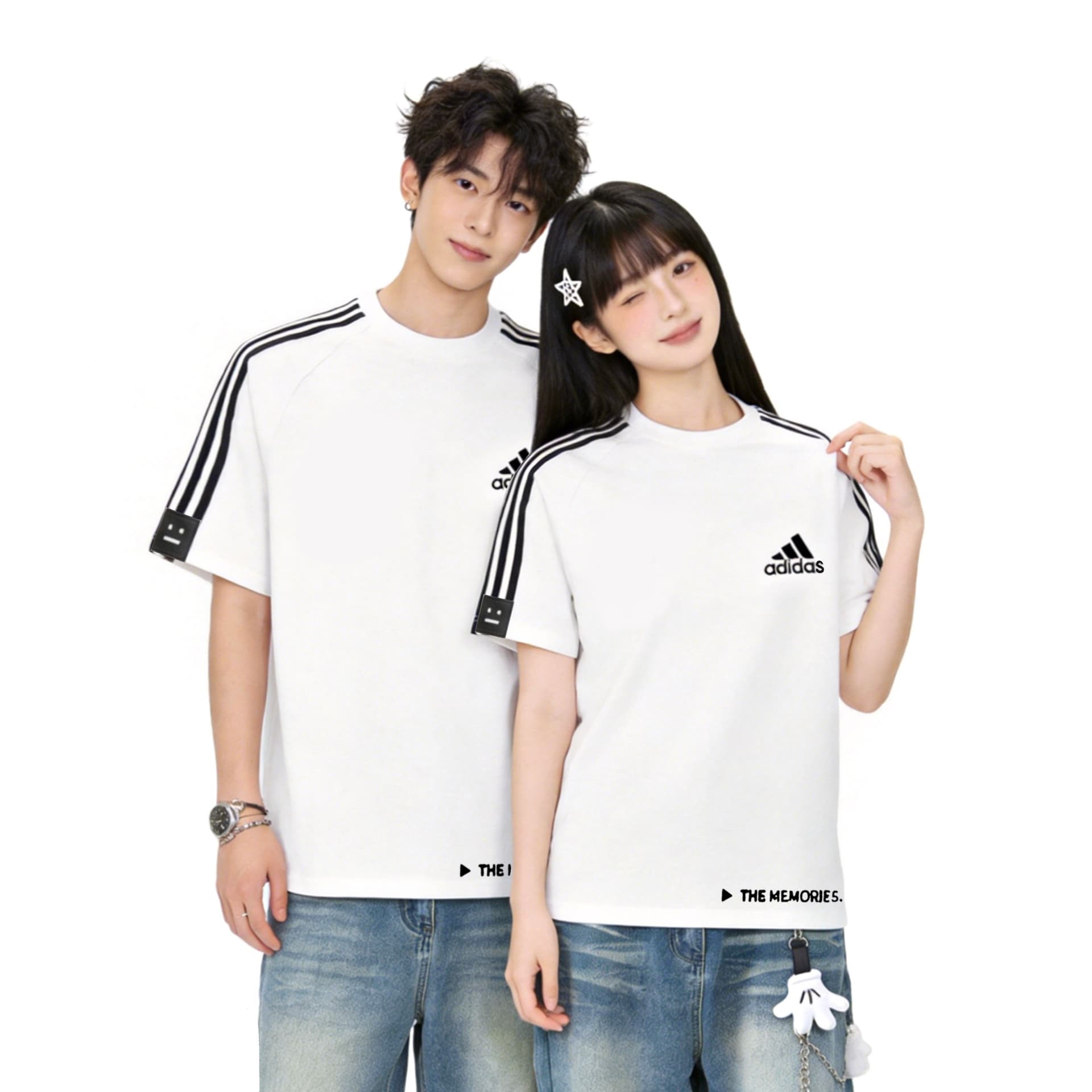 Adidas ESSENTIALS TShirts White Crew Neck Thin Straight Fit