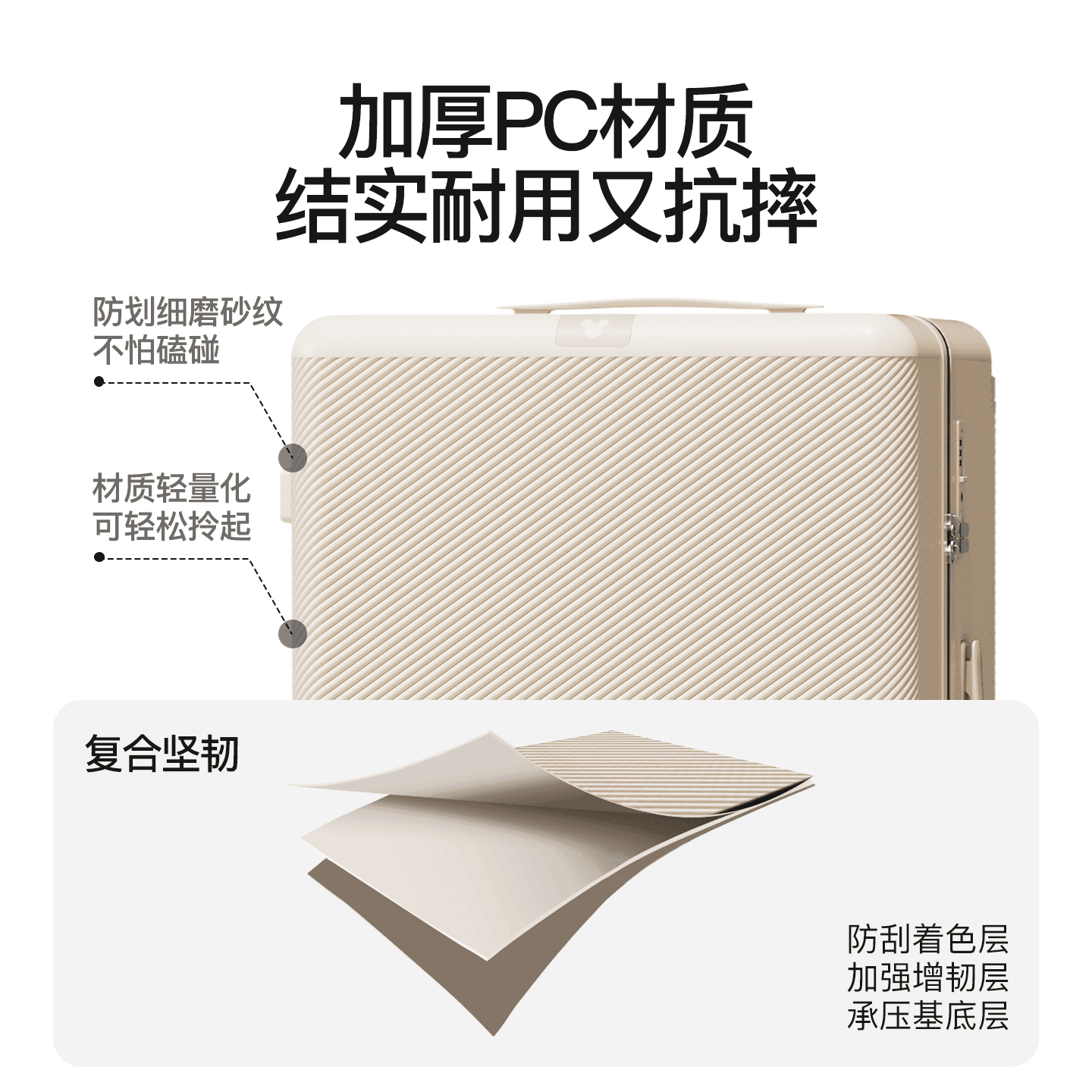 Disney PC Suitcase Luggage Milk Tea Apricot