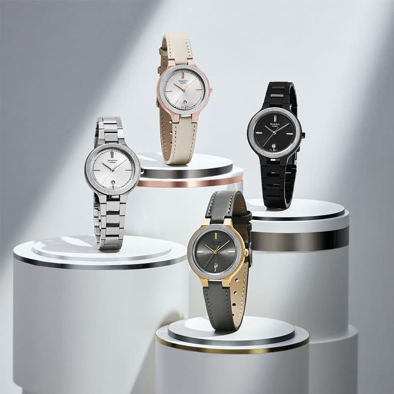 CASIO SHEEN Quartz Movement Stainless Steel Strap Watch Watch Black Dial