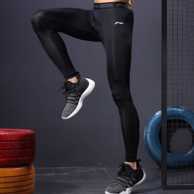 Li Ning Fitness Thickened Fleece Lined Tight Fit Sports Black