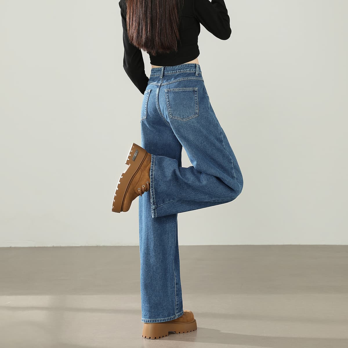 Tonlion Jeans Medium Denim Blue Moderate Wide Leg