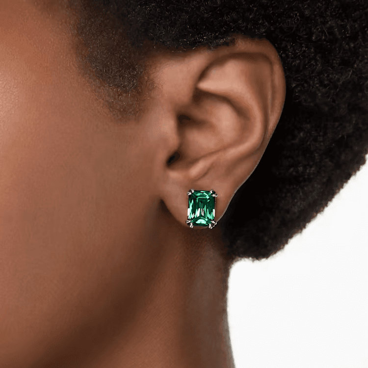 Swarovski Stilla Rhodium plated Stud Earrings Green