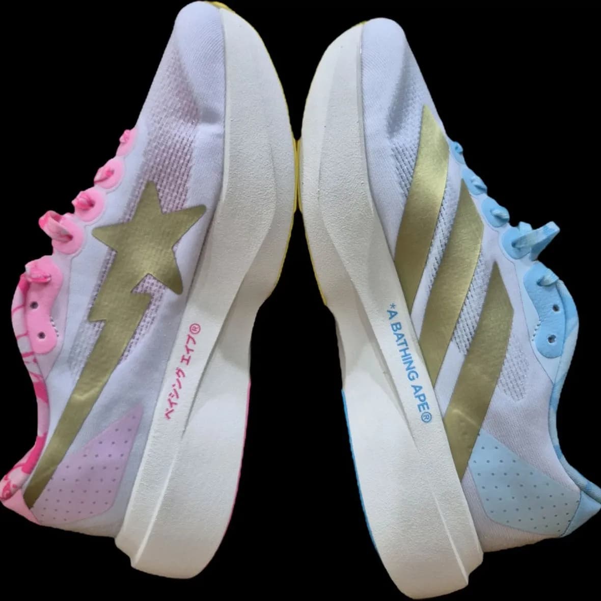 Adidas x BAPE Adizero Evo SL Breathable White Blue Pink