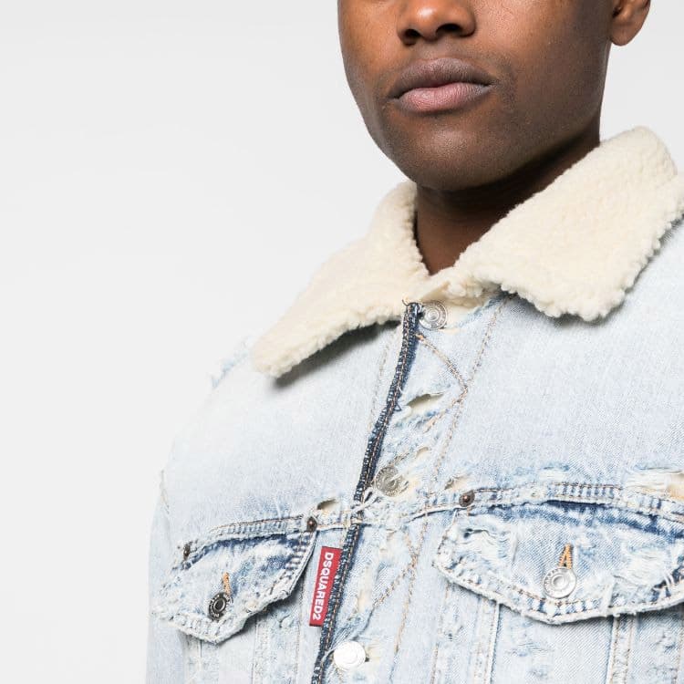 DSQUARED 2 Button Up Distressed Denim Jacket