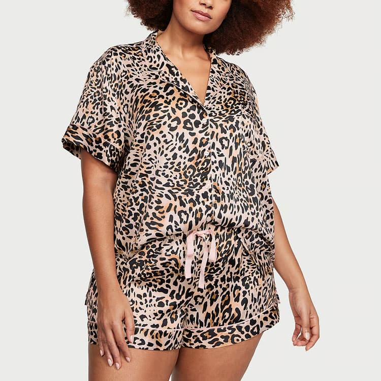 Victoria's Secret Satin Short Pajama Set Pajama Set Leopard Print