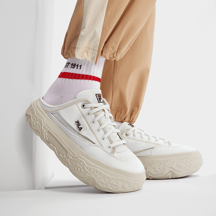 FILA Mules Lightweight Canvas Micro White