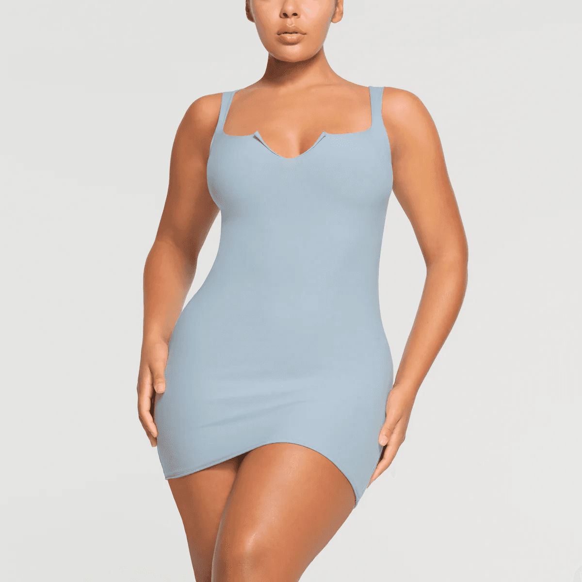 Skims SS24 RAW EDGE SLIT FRONT MINI DRESS Dress DENIM/Denim