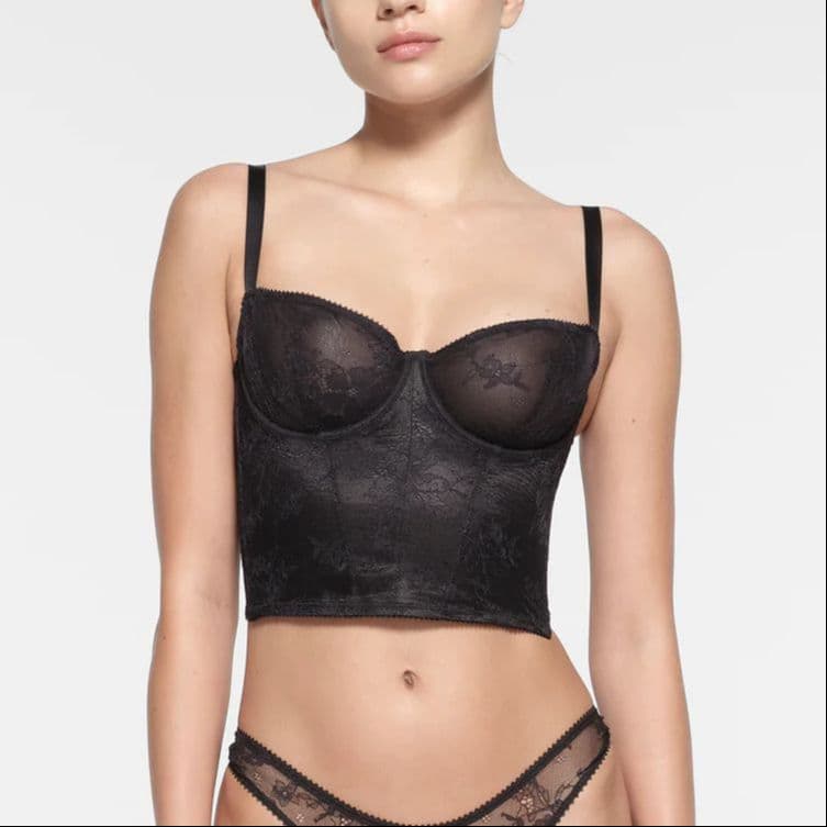 Skims Wedding ULTRA FINE LACE CORSET Camisole ONYX/Onyx