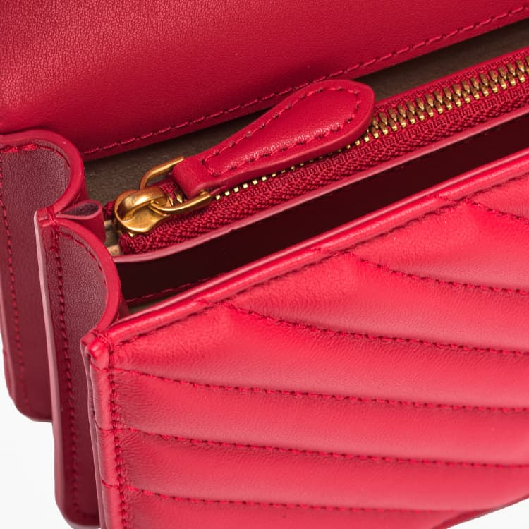 PINKO Sheepskin Crossbody Bag, Shoulder Bag Red