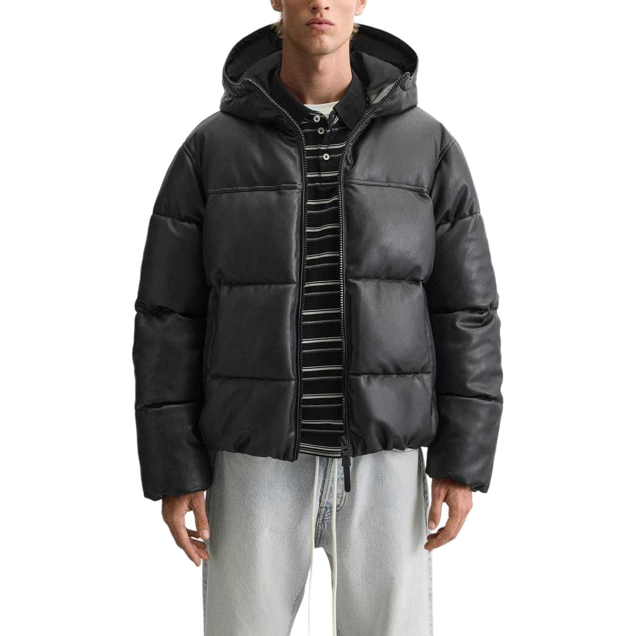 ZARA Puffer Jackets Black Hooded Moderate Puffer Jacket