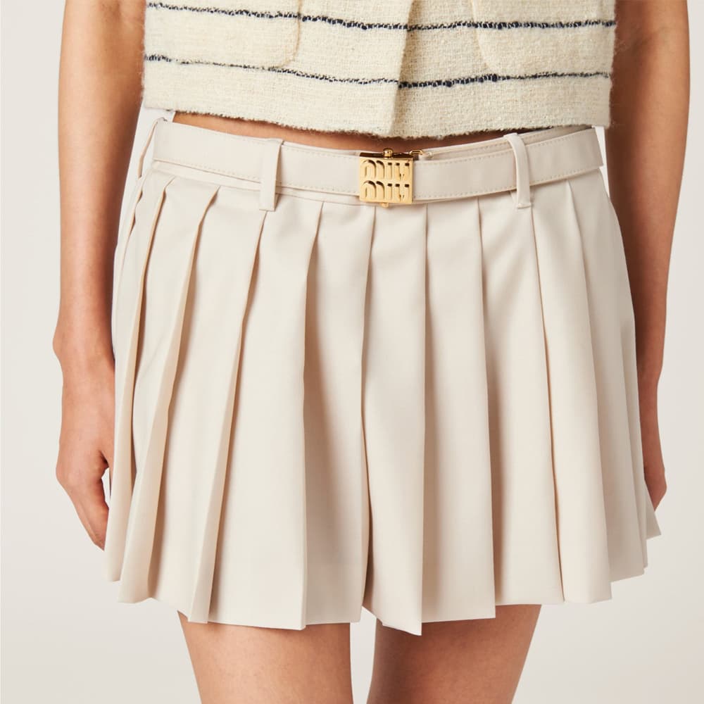 MIU MIU Pleated Wool Miniskirt